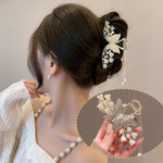 PALAY Hair Clips for Women with Butterfly Tassel Design and Golden Alloy Clutcher | Rhinestone Decorative Barrette for Thick Hair