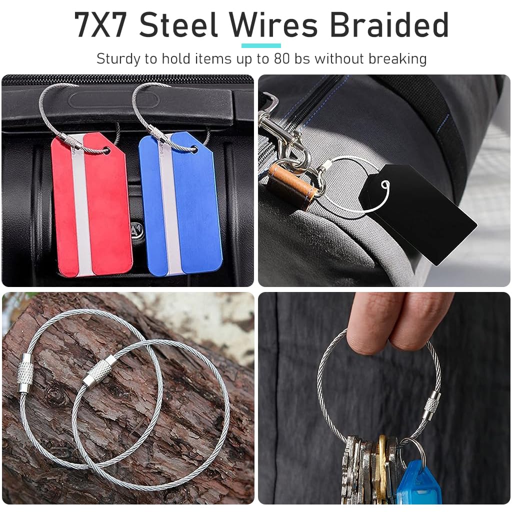 PALAY Keyring Set for Keys and Luggage Organization with Secure Locking Mechanism | 20pcs 15cm Stainless Steel Loops