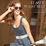 PALAY Women Retro Wide Elastic Waist Belt featuring Alloy Buckle 63cm White for Dresses