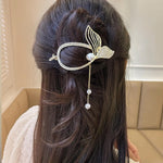 PALAY Hair Clip for Women with Mermaid Tail and Faux Pearl Design | Alloy Non Slip Claw