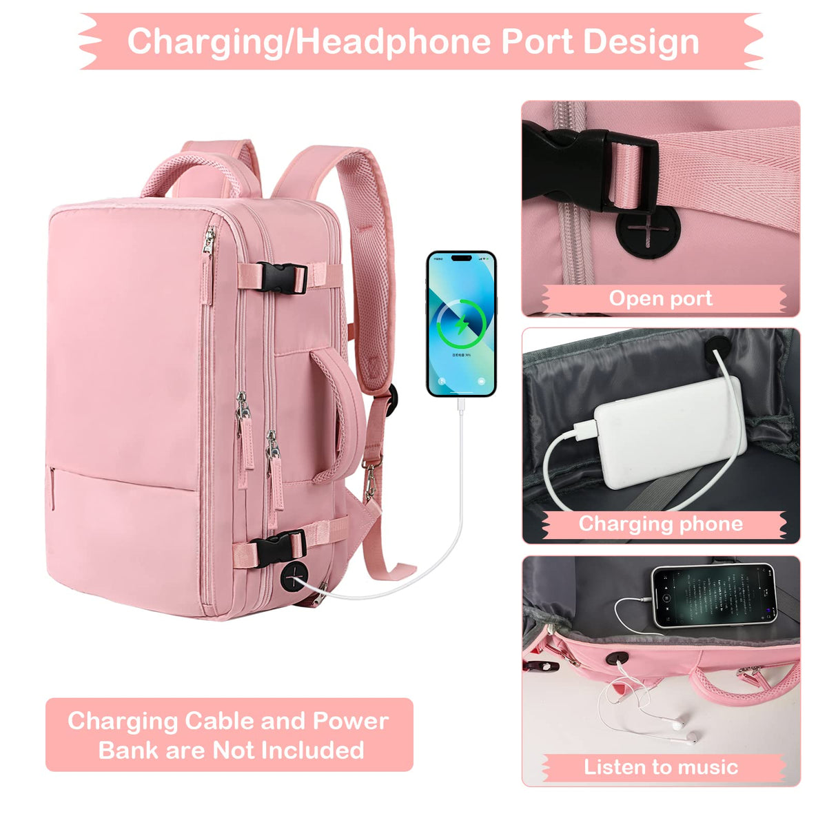 PALAY Laptop Backpack for Travel and Business with Dual Handle and 20L–35L Expansion | Pink