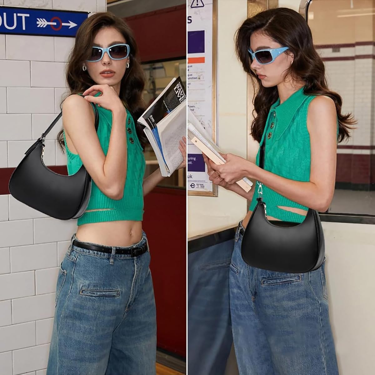 PALAY PU Hobo Bag for Women with Zip-up Closure and 24x7.5x25cm Compact Design | Evening & Casual Use