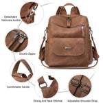 PALAY PU Leather Backpack for Women with 12x11 in Capacity and Back Zipper Pocket | Brown 2 PCS
