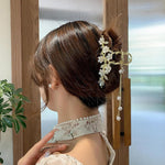 PALAY Big Hair Claw Clips for Women featuring Jasmine Flower Tassel Rhinestones | Strong Metal Hold