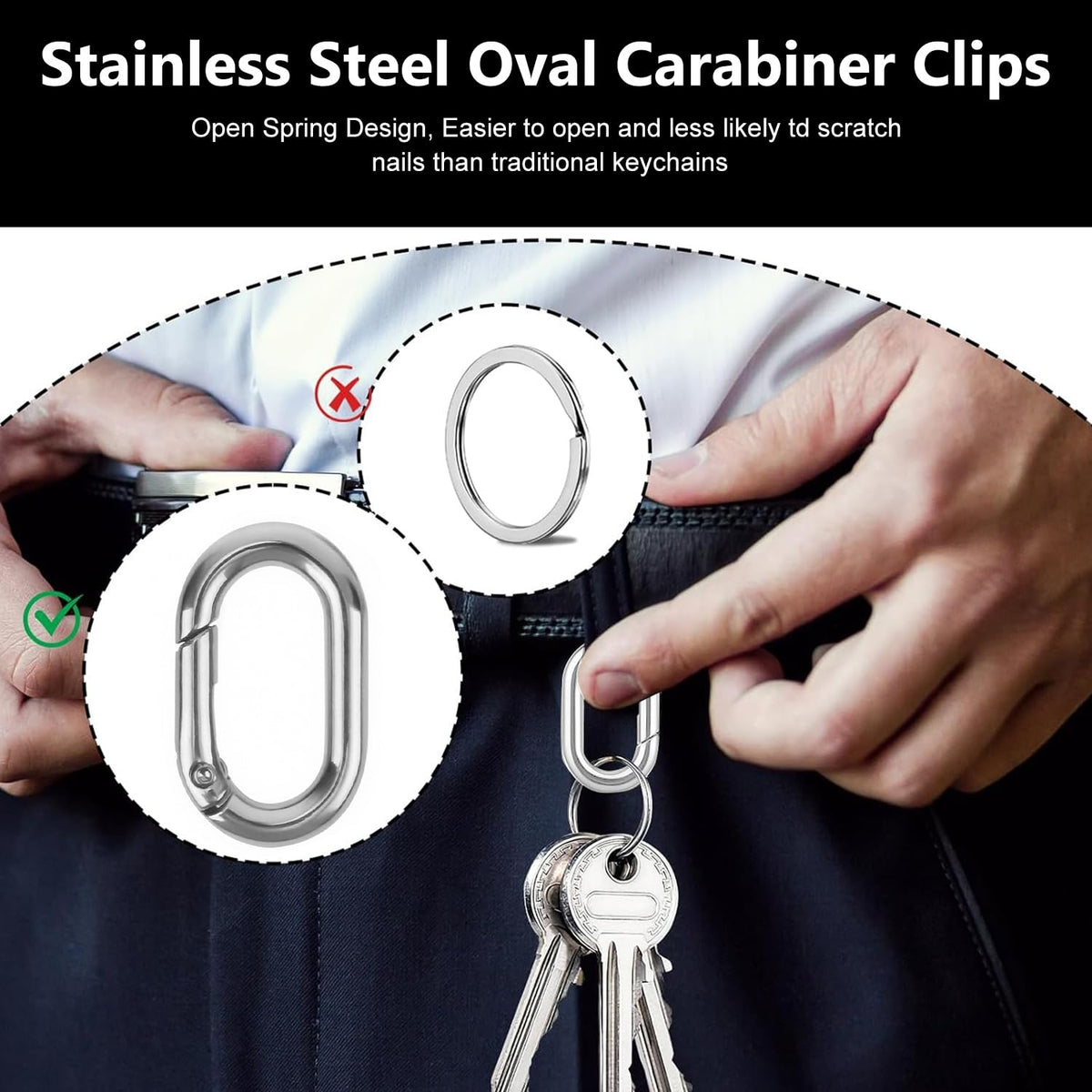 PALAY Bag Strap Link Clasps for Handbags with 0.9 in Quick Release Spring Hooks | Silver 10 Pcs