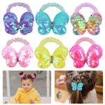 PALAY Hair Bow Scrunchies featuring Glitter Sequins and Butterfly Accents for Girls | 6pcs Set
