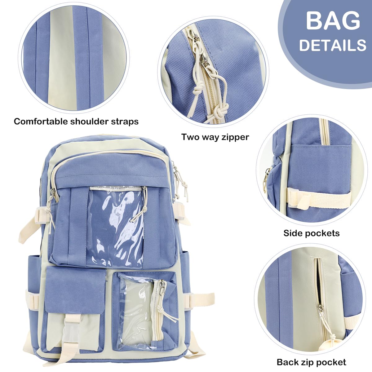 PALAY Cute Backpack for Girls with 30×13×43 cm Capacity and Multi Pocket Canvas Set | Waterproof School Bag