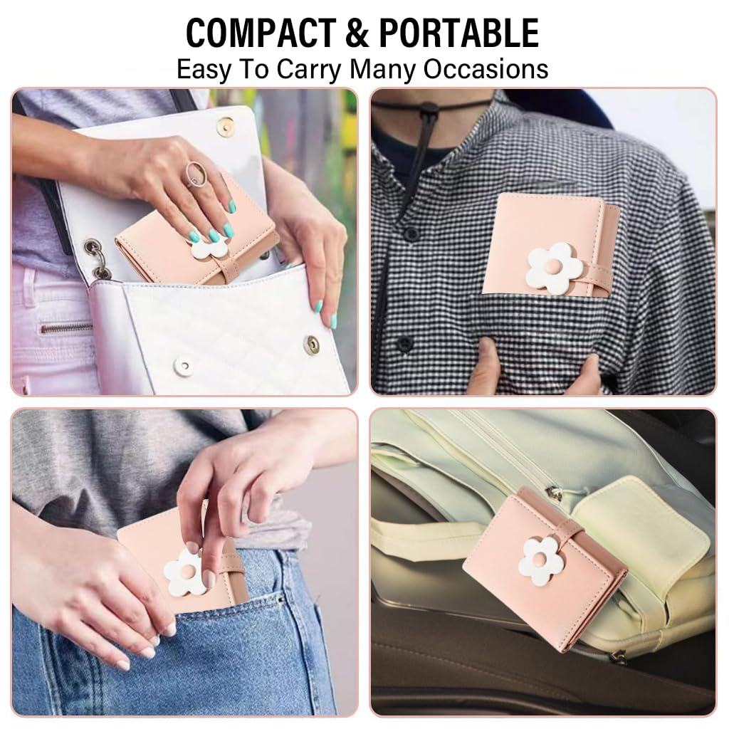 PALAY® Girls Wallet Women Wallet Pu Leather Card Holder Girls Wallet Cute Flower Snap Button Wallet With Lovely Heart Shaped Photo Window Gift Wallet For Girls Christmas Gift, Pink
