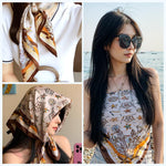 PALAY Square Head Scarf for Women featuring 35 in Design with Ice Silk Satin Fabric | 3PCS Set