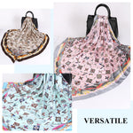PALAY Square Head Scarf for Women featuring 35 in Design with Ice Silk Satin Fabric | 3PCS Set