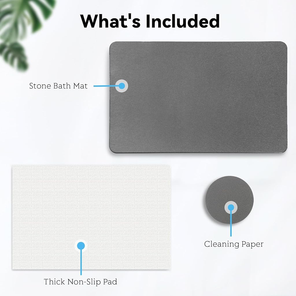 PALAY® Alfombrilla de baño de piedra, de secado rápido, antideslizante, de tierra de diatomeas, para baño, superabsorbente, fácil de limpiar