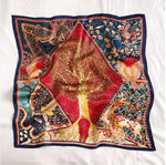 PALAY® Female Satin Scarf Square Silk Feeling Head Shawl Comfy Polyester Hair Wrapping Scarves For Women Girls 43.5×43.5 In Tree Of Life Prints Multicolor 2 PCS