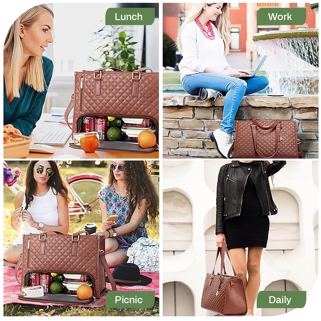 PALAY Tote Bag for Women with Insulated Lunch Compartment and Detachable Strap | Travel and Office Use