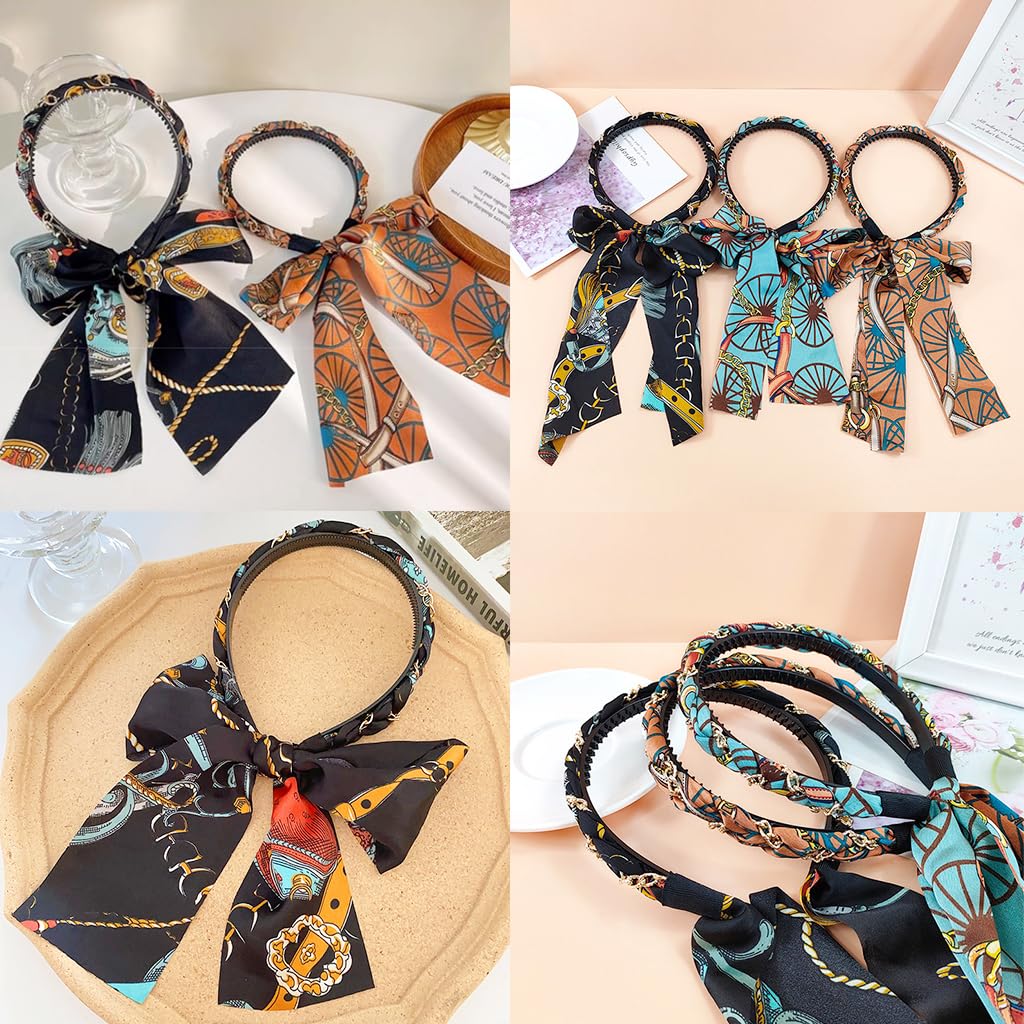 PALAY Floral Headbands for Girls 3pcs Set with 2 in 1 Ribbon Design | Countryside Chic Hair Accessory