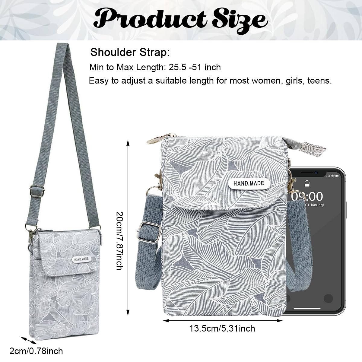 PALAY Women Purse for Casual Outings with 13.5x19.5cm Dual Pouch Design in Canvas Cloth