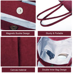 PALAY Tote Bag for Women featuring Reinforced Handles and Corduroy Fabric in Burgundy | 2PCS Set
