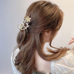 PALAY Hair Claw Clip for Women featuring Strong Spring Design and Rhinestone Flowers | Alloy French Updo Accessory