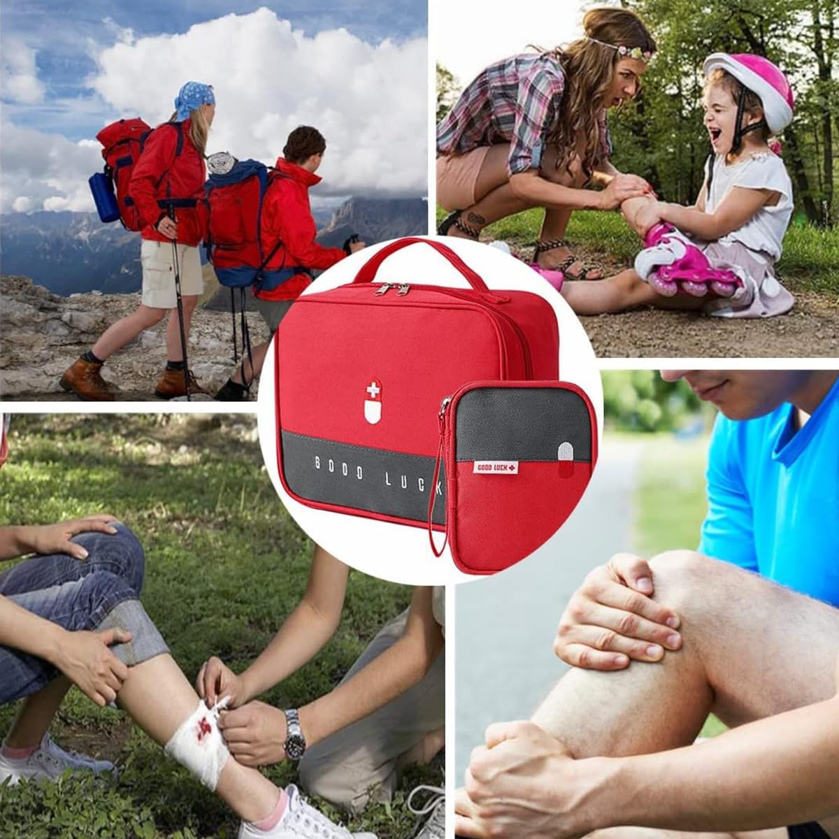 PALAY Medicine Organizer Set for Home and Travel with Dual Zippers and 600D Oxford | 2 Bag Sizes 25x13x20 cm and 14x11x3 cm