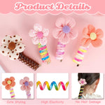 PALAY® 4pcs Spiral Hair Ties for Girls Colorful Braids Telephone Wire Hair Band for Kids Cute Cartoon Elastic Hair Tie Ponytail Holder Maker Hair Accessories for Girls Children