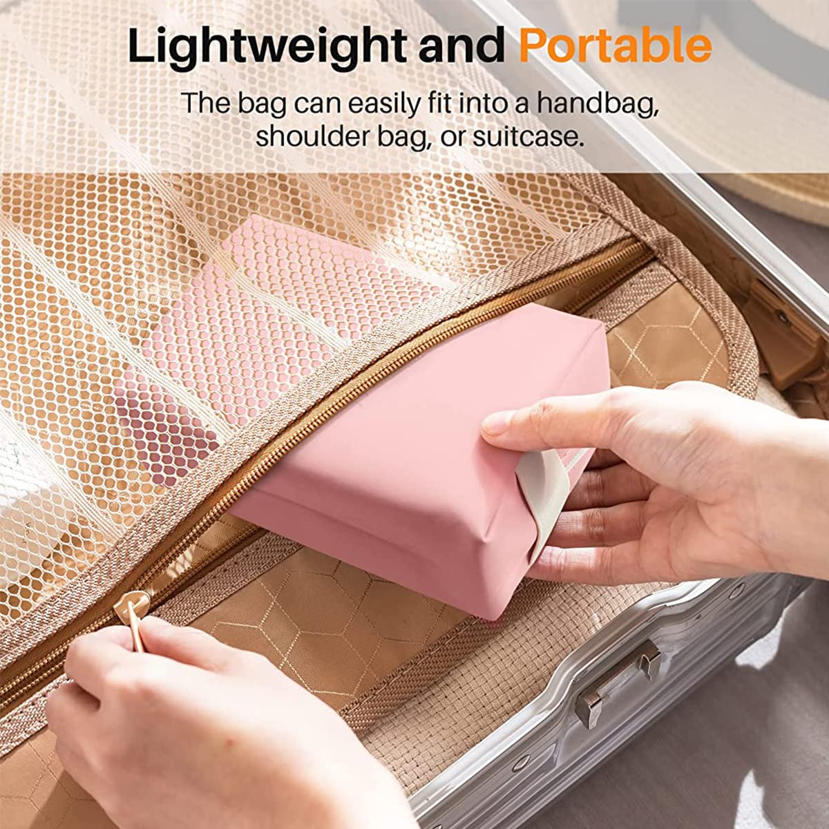 GUSTAVE® Makeup Pouches for Home & Travel, Toiletry Bag for Cosmetics, Brushes (Pink)