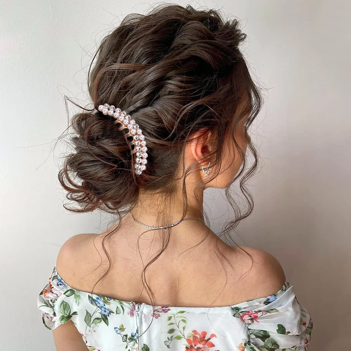 PALAY Pearl Claw Hair Clips Set for Elegant Buns featuring 3 Pcs 7.5×7.8 cm Alloy Pins