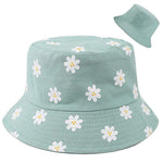 PALAY Sun Hat for Women featuring Reversible Design and Wide Brim Cotton Comfort | Mint Green Daisy 58cm