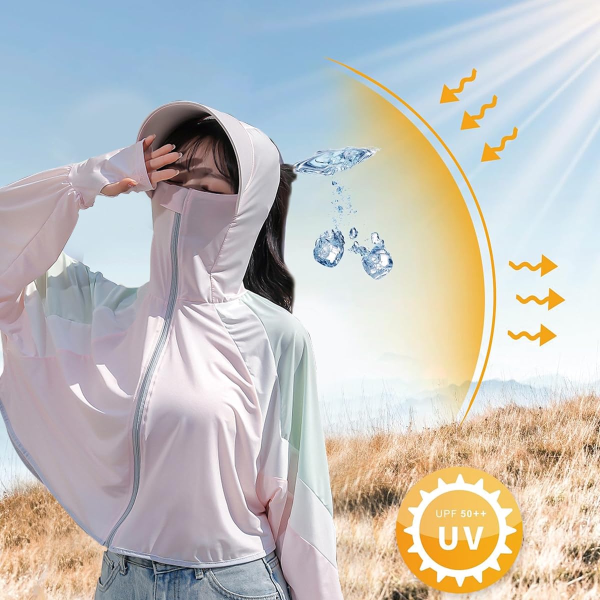 PALAY Women Sun Protection Silk Jacket for Outdoor Wear with UPF 50+ Hoodie | Quick Dry