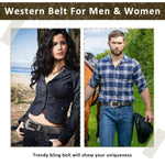 PALAY Waist Belt for Women featuring Sparkling Rhinestones and 44 in Adjustable Eyelets | Black Leather Style