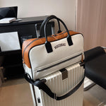 PALAY® Fashion PU Duffle Bag Hand Carry Luggage Bag with Removable Shoulder Strap Dual Zipper Full Open Design Travel Waterproof Airplane Carry On Duffle Bag Gym Bag, 45x20x25cm