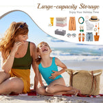 PALAY Crochet Beach Bag for Women featuring Leather Straps and Zipper Closure | Handmade Cotton Rope Tote