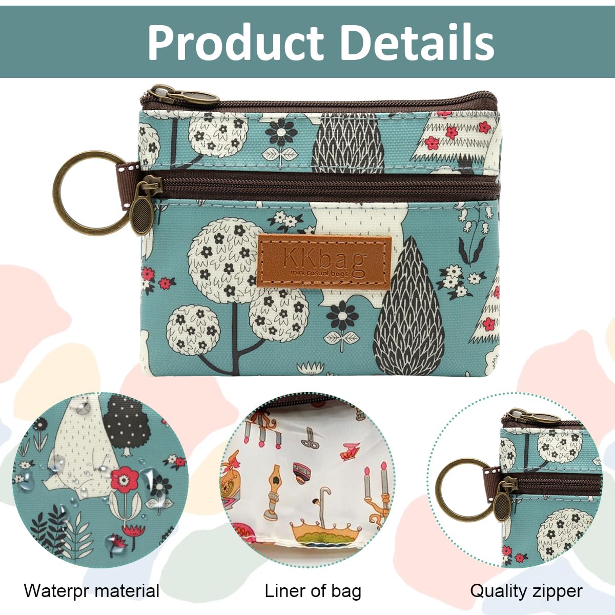 PALAY Coin Bag for Daily Essentials with Double Layer Zippers and Carabiner Clip | 12x10cm Polyester Pouch for Women and Girls