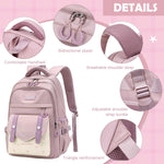 PALAY School Bag for Girls with Multi Compartment Storage and Padded Straps | Pink Nylon Backpack