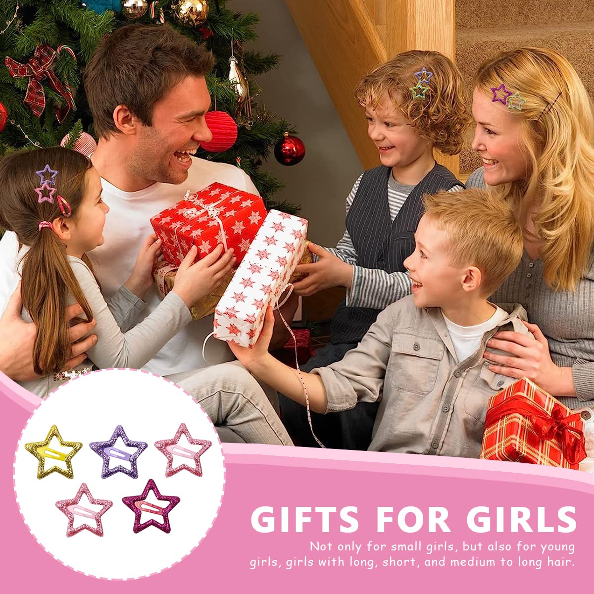 PALAY Hair Clips for Girls with Non Slip Metal Design and Glitter Star Shape | 20 Pcs 3.2 cm Set