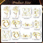 PALAY® 12Pcs Cake Decorations Luxury Golden Acrylic Rose Heart Shaped Cake Topper Decorations for Birthday Cake Anniversary Wedding Cake