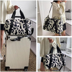 PALAY Travel Bag for Weekend and Gym Use with Detachable Strap and Waterproof Oxford Cloth | 46x28x17cm Cow Print Duffel