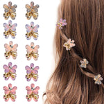 PALAY Mini Hair Clips for Women with Metal Spring Grip and 10PCS Floral Opal Design | Alloy Hair Accessories for Girls