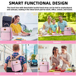 PALAY Silicone Lunch Bag for Work and School featuring Bottle Holder and 22x11x26cm Storage | Pink Insulated Cooler for Women and Kids