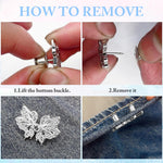 PALAY® Pant Waist Tightener, Butterfly Jeans Buttons for Loose Jeans, Adjustable & Detachable Waist Tightener for Jeans