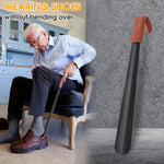PALAY Shoe Horn for Men and Women featuring 16.5 in Stainless Steel Body with Leather Handle Cover