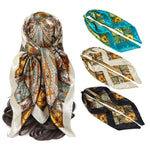 PALAY Silk Scarf for Women 3Pcs 35x35in Set with Satin Fabric and Fashion Prints | Gift Idea