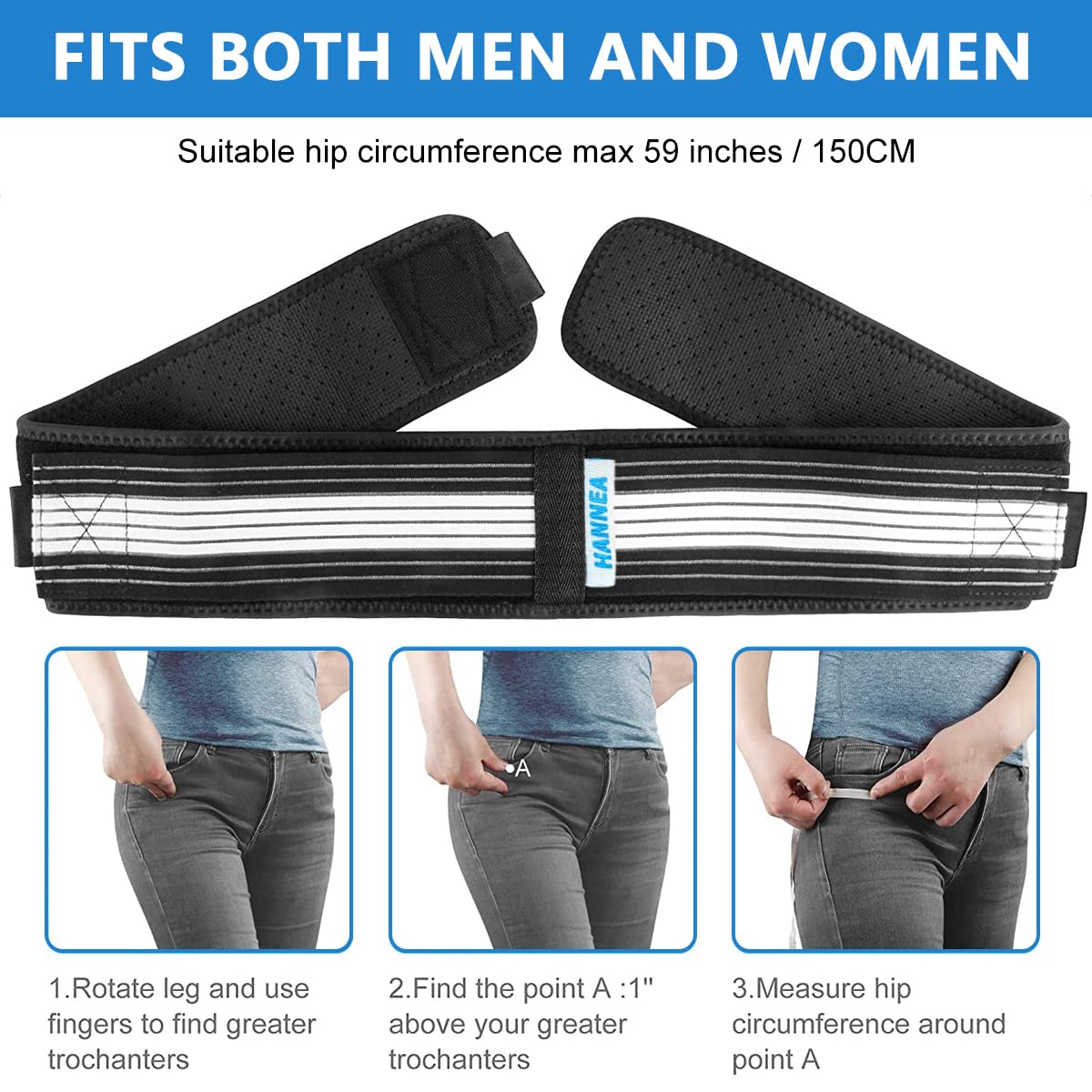 HANNEA® Adjustable SI Joint Belt for Hip, Pelvic & Lower Back Support Size L