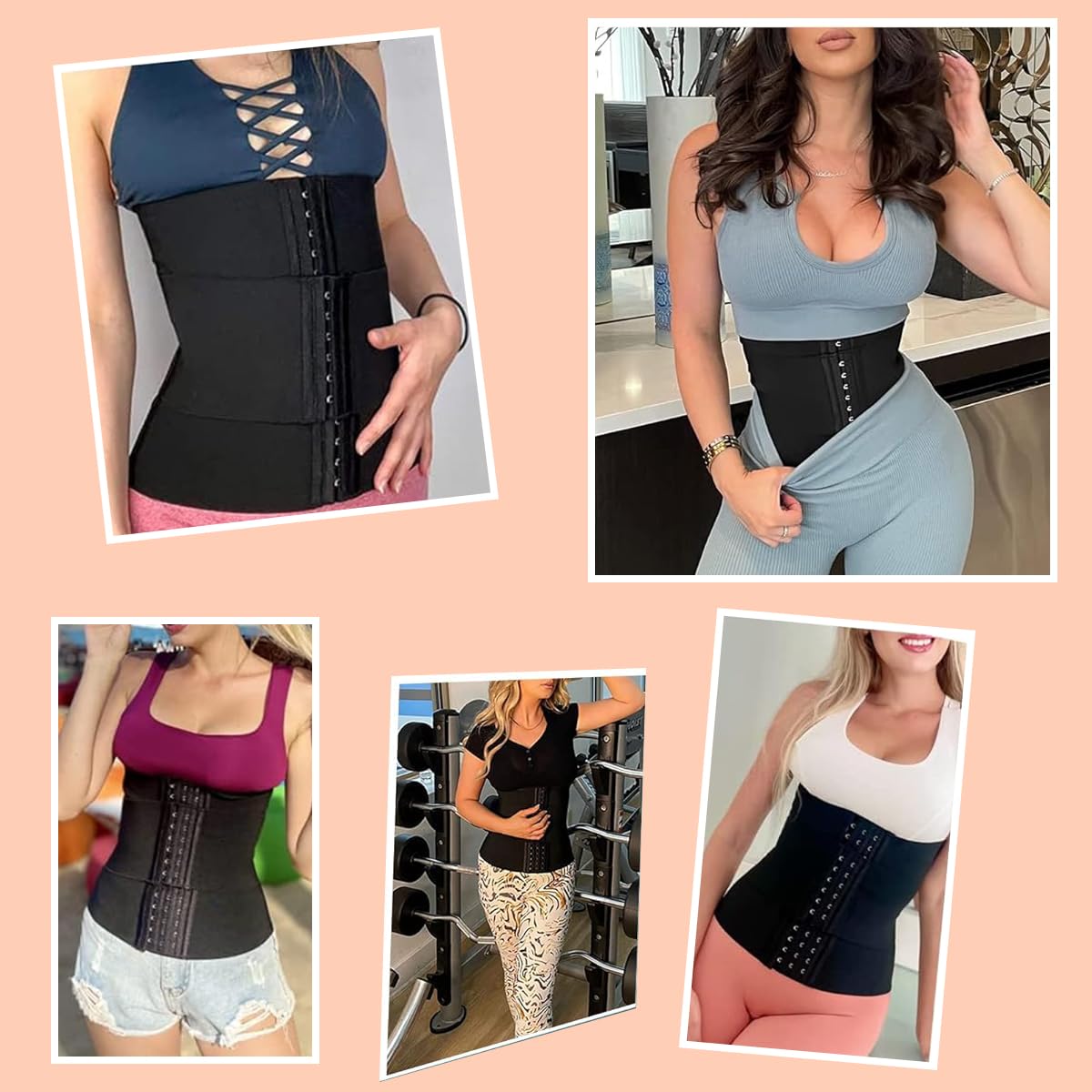 PALAY Waist Trainer for Women with 3 Section Adjustable Buckle 6 Row Fit, XL Black | Tummy Control and Lumbar Support
