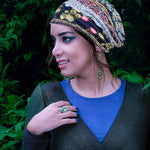 PALAY Beanie Cap for Women featuring Two Openings 27x28cm Polyester Spandex Fabric | Floral Boho Style