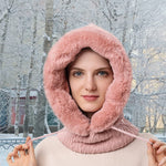 PALAY Winter Cap for Women featuring 35cm Hood Height with Fleece Lined Neck Scarf & Mask | Pink
