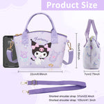 PALAY® Kawaii Handbag for Girls Cartoon Purple Kuromi Mini Tote Handbag with Shoulder Strap Girls Mini PU Crossbody Handbag Purse Kuromi Tote Bag Gift Handbag for Girls, 16x7x22cm