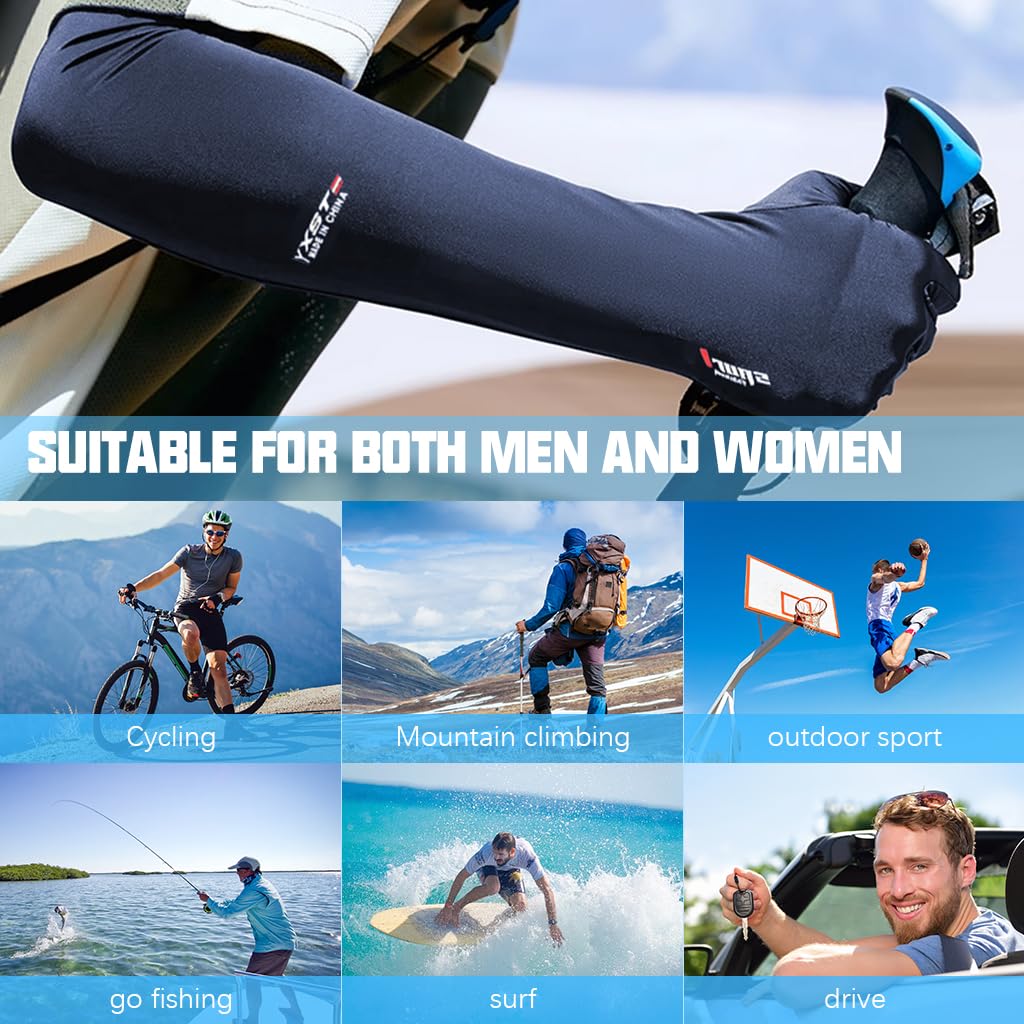 PALAY Hand Gloves for Sun Protection with UPF50+ Fingerless Design in Blue | Cooling UV Arm Sleeves for Men and Women