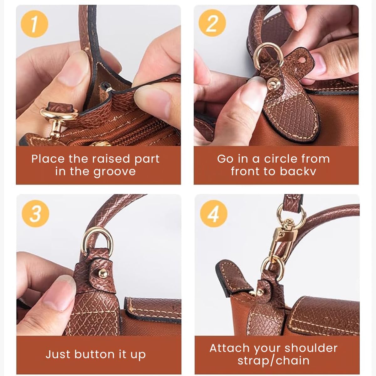 PALAY Shoulder Strap for Crossbody and Satchel Bags with 47 in Adjustable Length | Brown PU Leather Strap featuring eQuick Release Kit