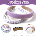 PALAY Headband Set for Women with Floral and Pearl Designs 7pcs | Purple Gift Accessory