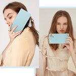 SANNIDHI® Wallets Purses for Women Girls Ladies Leather Cute Thin Travel Clutch Zipper Pocket Multiple Coin Card Holder For Gift