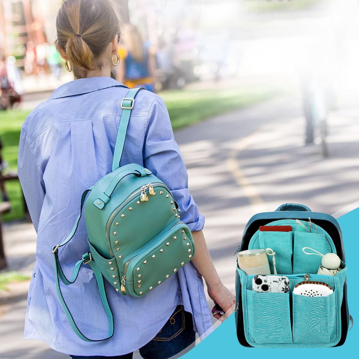 PALAY Folding Backpack Insert Organizer for Travel and Gym with Multi Compartments | Felt Divider for Bags and Luggage